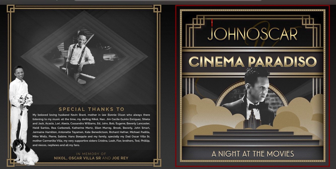 Johnoscar Cinema Paradiso A Night At The Movies JOHNOSCAR; Michael Nyman; John Williams, Edward Elgar, Rob Dougan,Clint Mansell, Leonard Bernstein, Richard Addinsell, Gottfried Huppertz