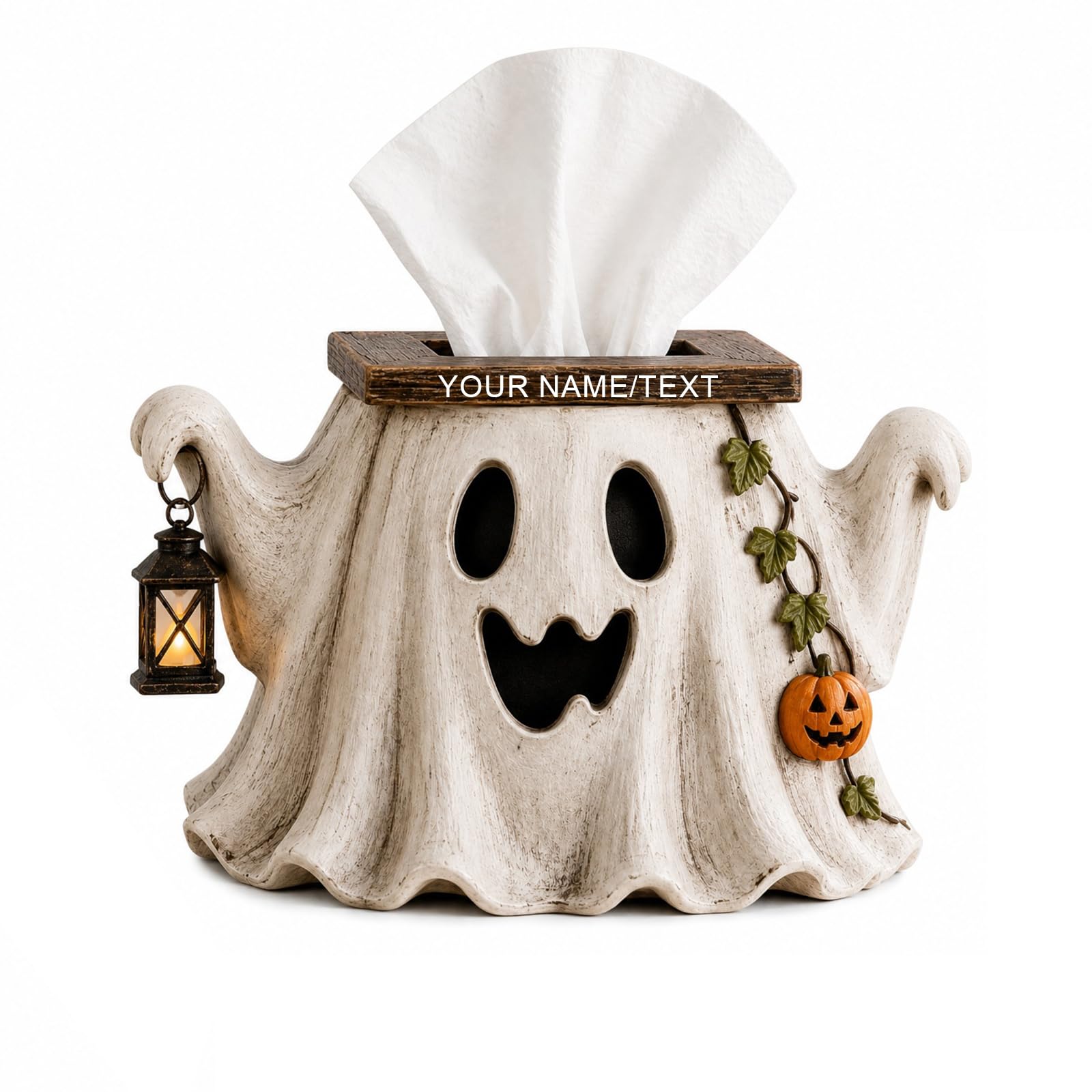 Personalized Ghost Tissue Box Cover, Halloween Pumpkin Tissue Box Holder