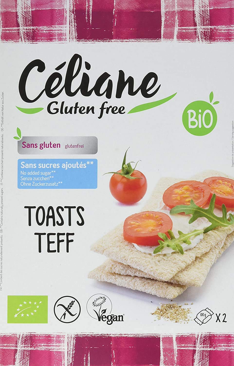 Le recettes de céliane Toasts Teff 200 g - Lot de 4