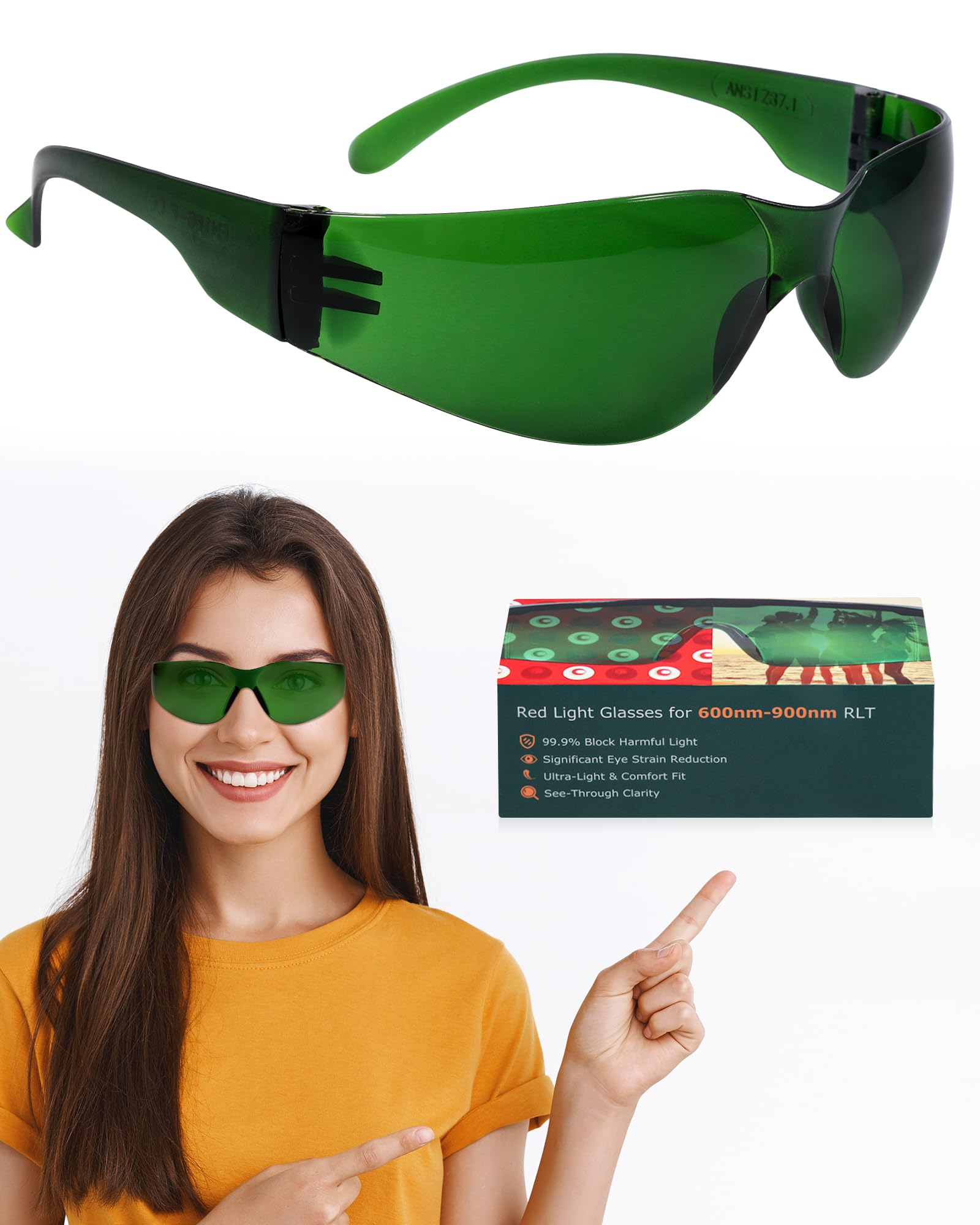 LIGHTMEUP Red Light Therapy Glasses Comprehensive Eye Protection for Red and Infrared Light Lightweight and Comfortable Fit Goggles