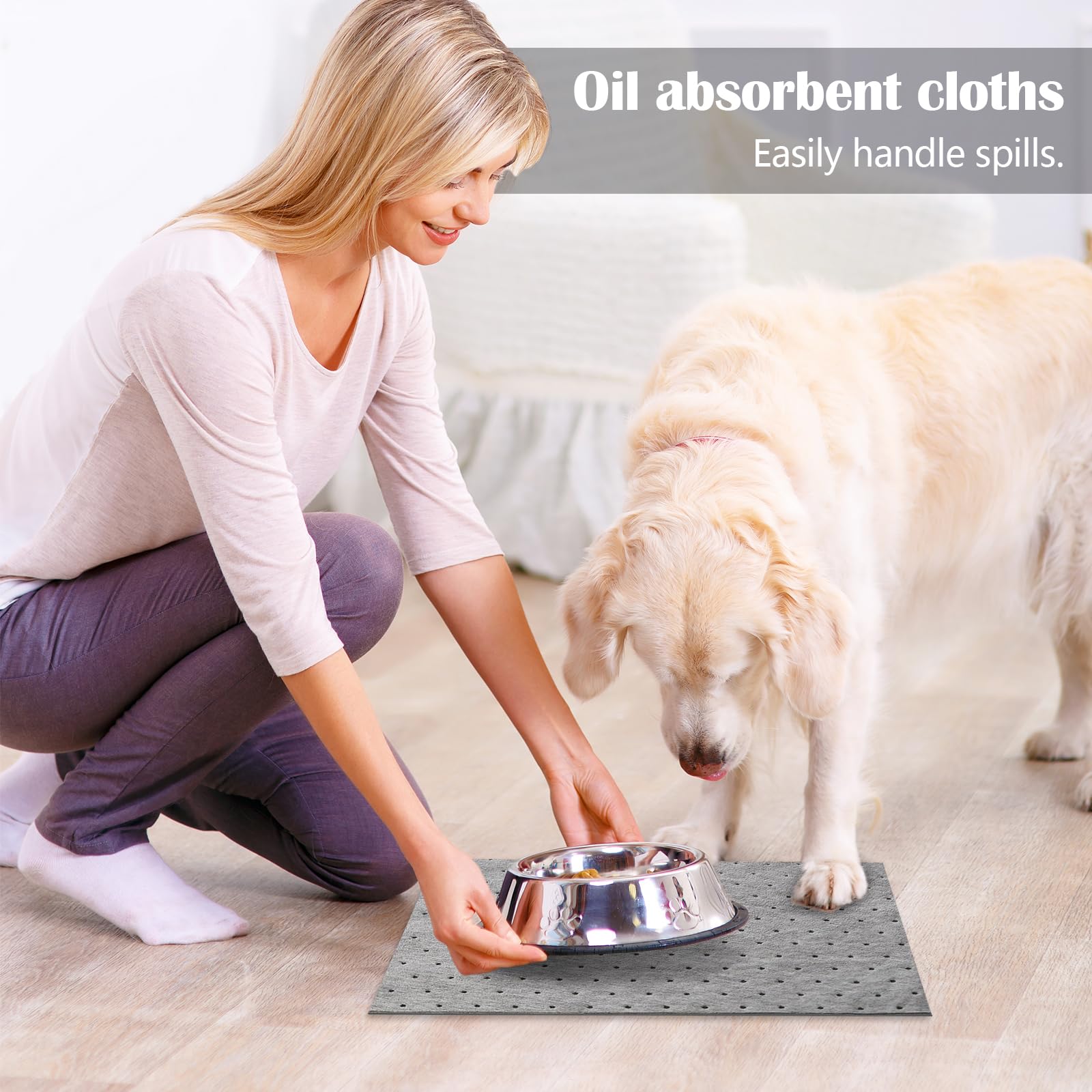 100 Almohadillas Absorbentes de Aceite Universales, 25 X 33 cm Paños Absorbentes de Aceite, Alfombrillas Absorbentes de Aceite para Derrames de Aceite y Líquidos a Case de Agua, para Taller, Máquinas