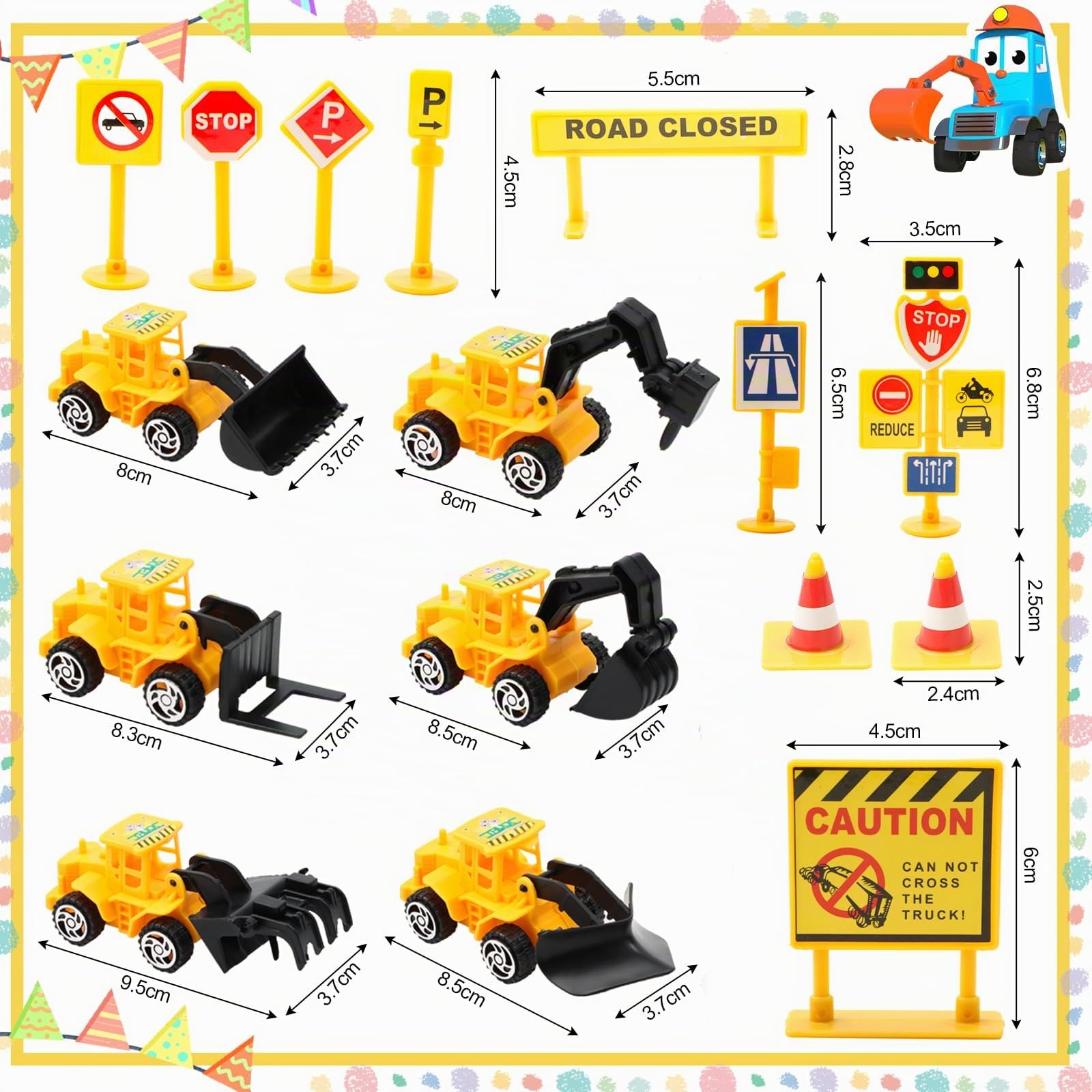 SHSHbuy Lot de 15 décorations de gâteau pour véhicules, décorations de gâteau de véhicules, décorations de gâteau de véhicules, décorations de fête de construction, décorations de gâteaux pour enfants