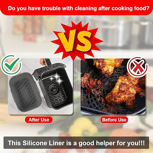Miniatura 3 de Forros de silicona para freidora de aire pequeños, forro rectangular plegable de 7.56 x 5.12 pulgadas, bandejas reutilizables antiadherentes para