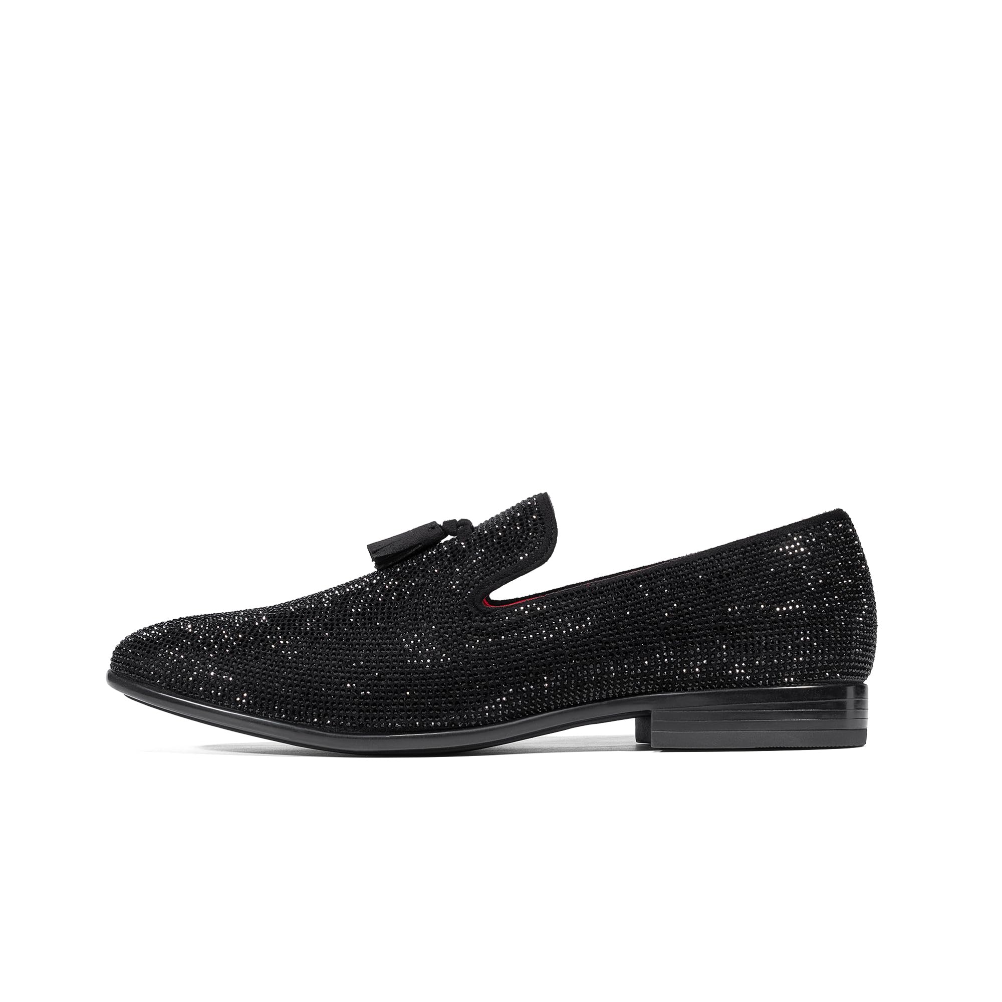 Bruno Marc Mocasines de vestir con borlas para hombre, cómodos zapatos de esmoquin con diamantes de imitación para boda, fiesta, graduación