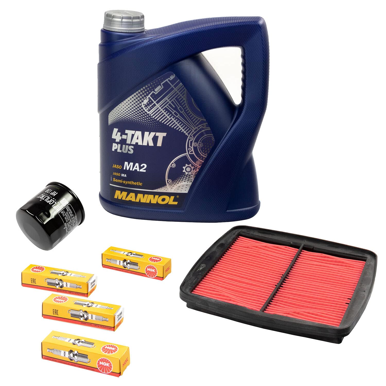 Wartungspaket Öl 4L + Luftfilter + Ölfilter + Zündkerzen für Suzu ki GSF 1200 GSF1200 Bandit GV75A Baujahr 1996-2000
