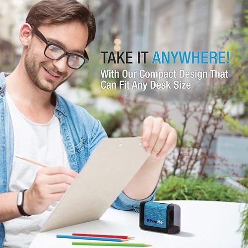 Miniatura 8 de Powerme - Sacapuntas eléctrico con batería para niños escuela hogar oficina aula artistas funciona con pilas para lápices de colores ideal para el