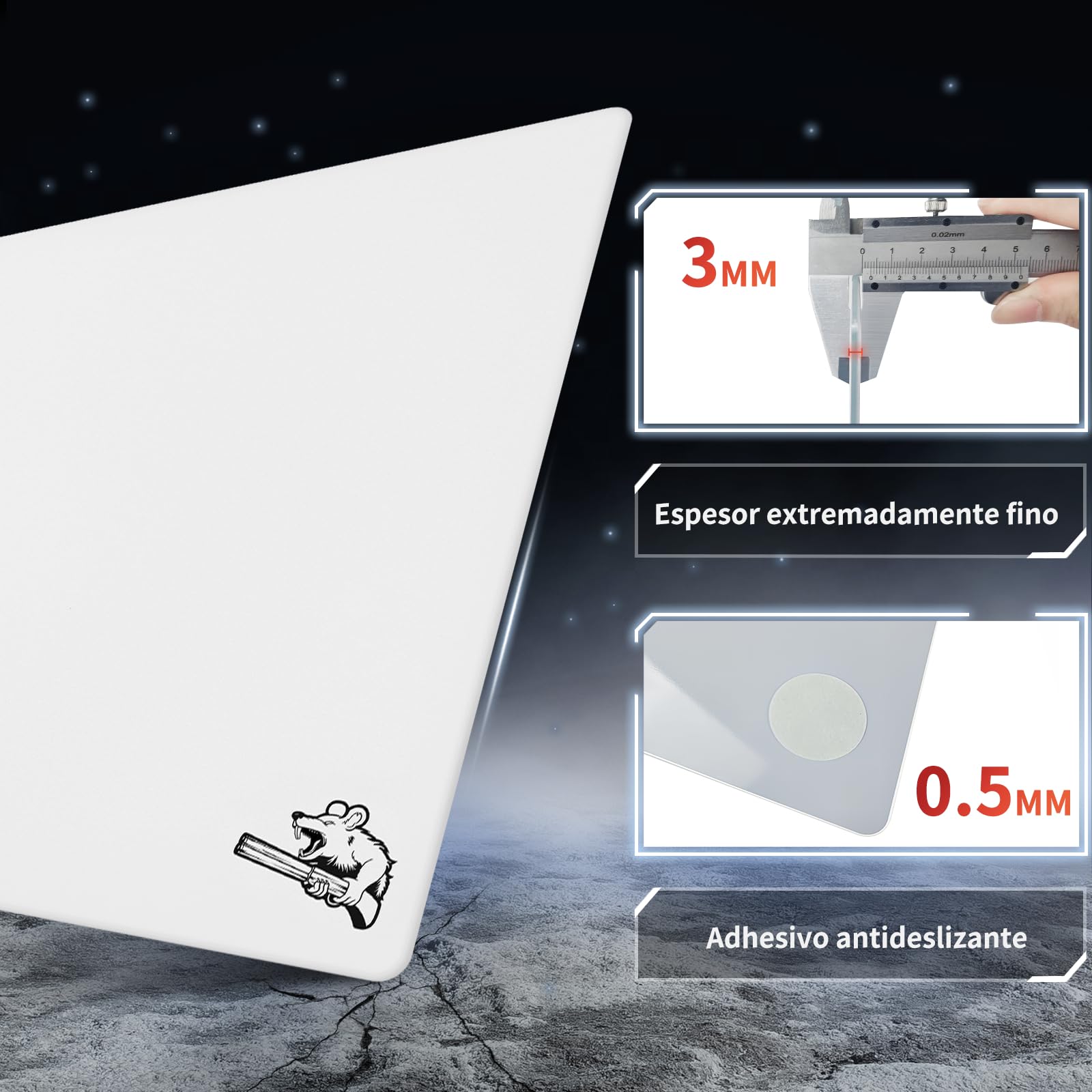 SIROOLAC Alfombrilla de ratón para juegos de vidrio 320 mm x 360 mm FPS Game Special Vidrio templado duradero de 3 mm de grosor Dispara con precisión y rapidez a los oponentes (320 mm x 360 mm, blanco