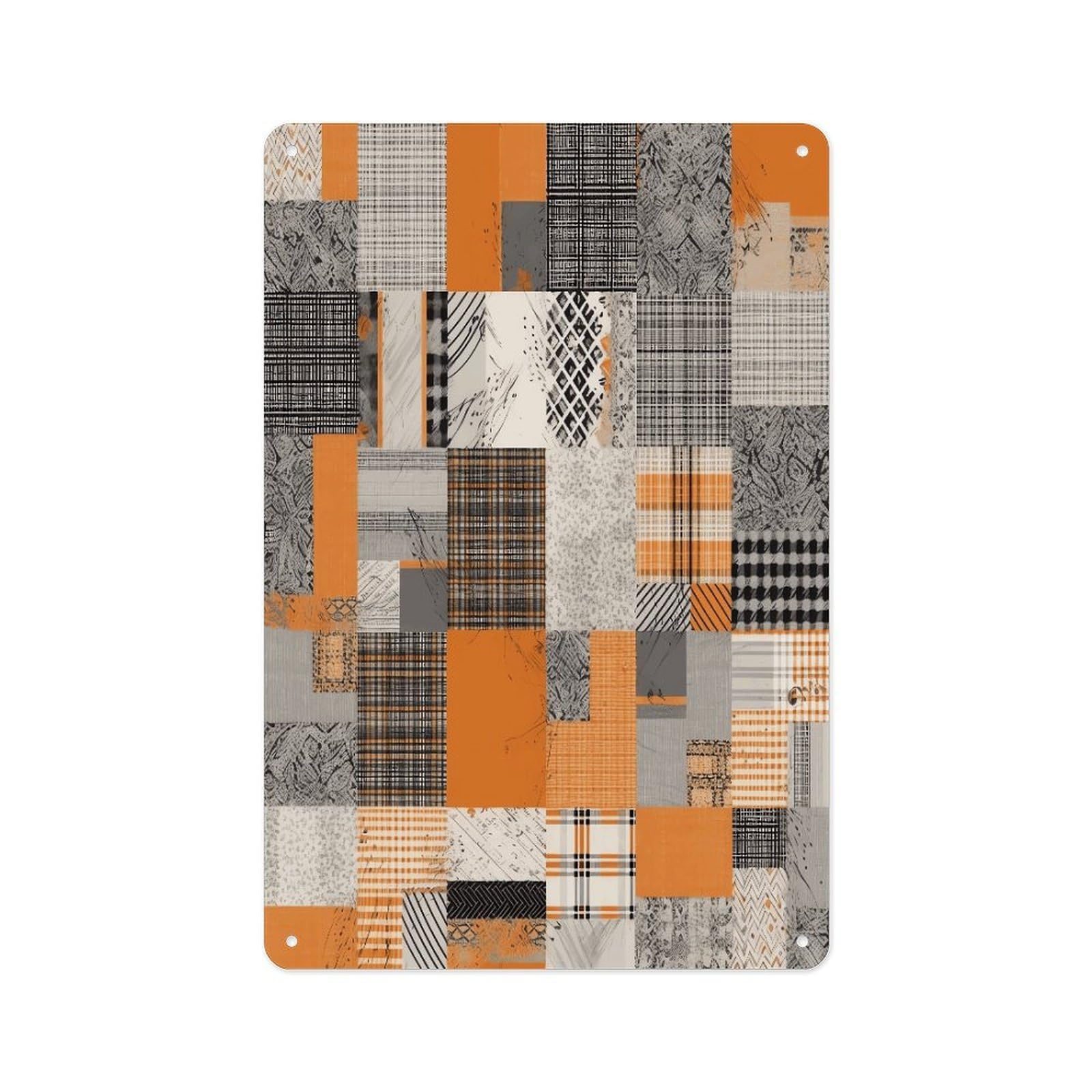 Fekiloot Style Patchwork Pattern Wall Decor Metal Signs Tin Signs Poster