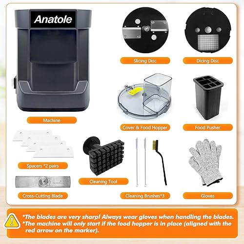 Miniatura 7 de Anatole Cortador de verduras eléctrico para verduras, procesador de alimentos comercial, multifuncional, cortador de frutas resistente profesional