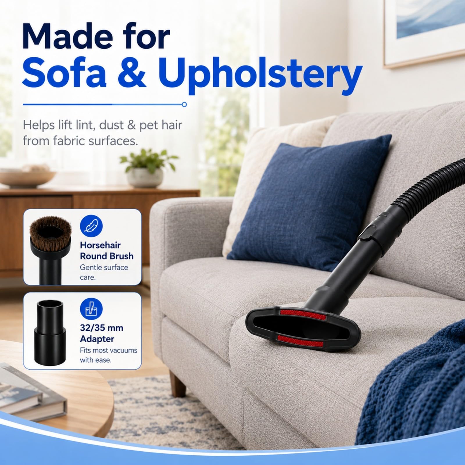Staubsauger Zubehör Set für Eureka 955A CompleteClean 2012-2013 | 6/9 Teile Set | Universal Adapter | Fugendüse | Rosshaarbürste | Für Auto Sofa Tierhaare | Für Viele Staubsauger Aufsätze