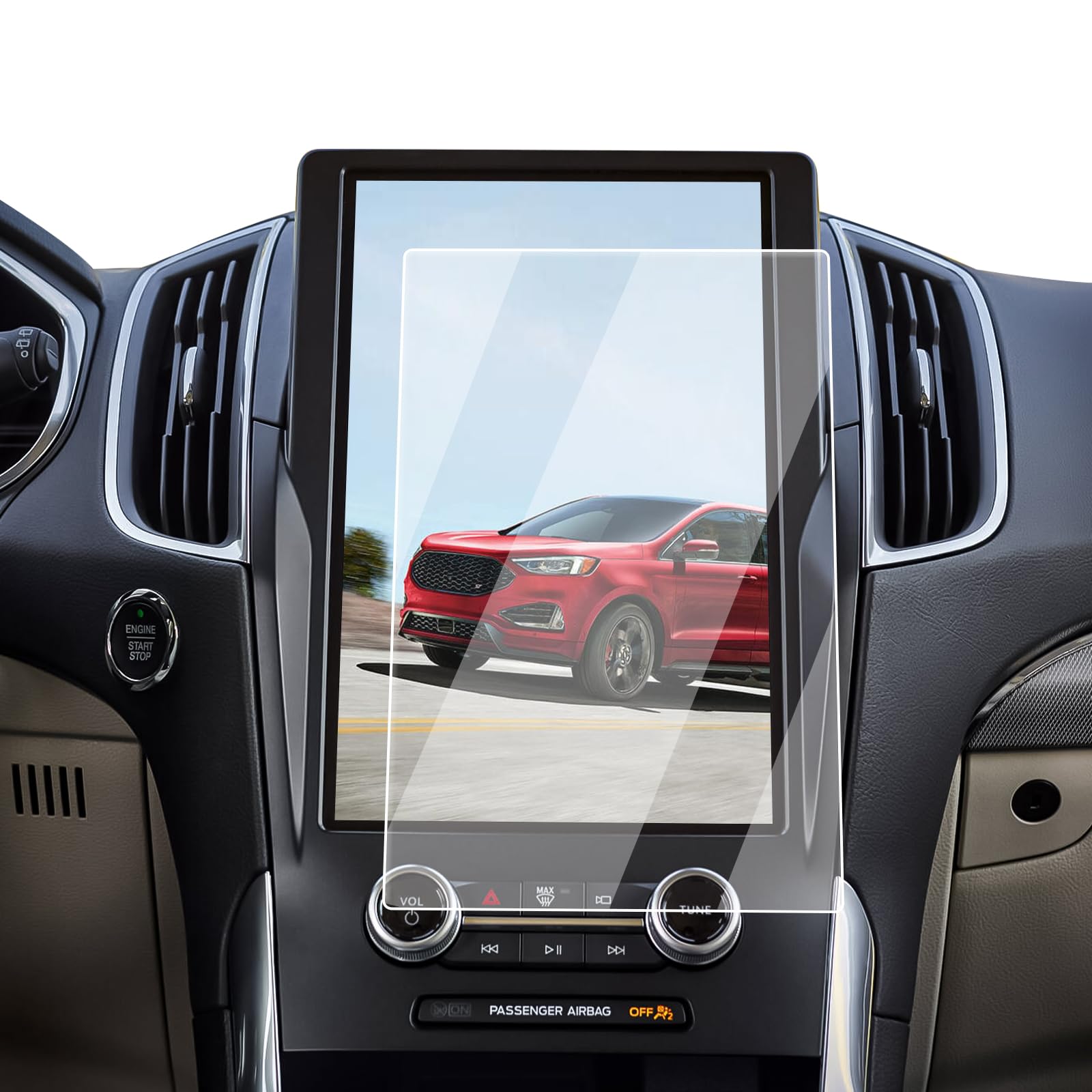ECOZEN Screen Protector For 2021-2024 Ford Edge(SE/SEL/ST/ST-Line/Titanium) 12-Inch Navigantion Touch Screen - 9H Hardness Tempered Glass HD 2021-2024 Ford Edge Accessories Anti Fingerprints