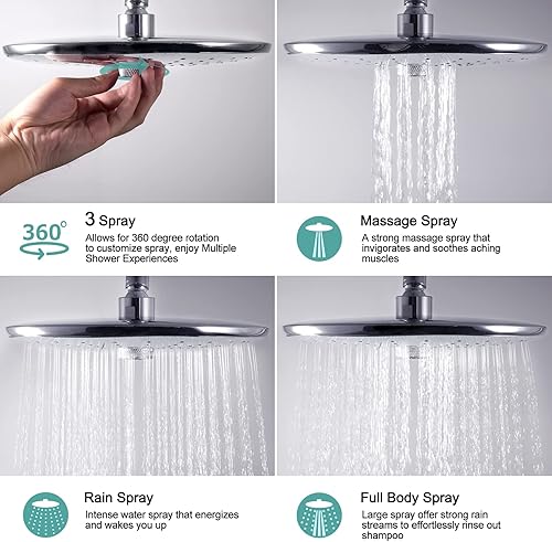 Miniatura 4 de SR SUN RISE Juego de grifo de bañera y ducha de 10 pulgadas, sistema de ducha montado en la pared con boquilla de bañera, cabezal de ducha de lluvia