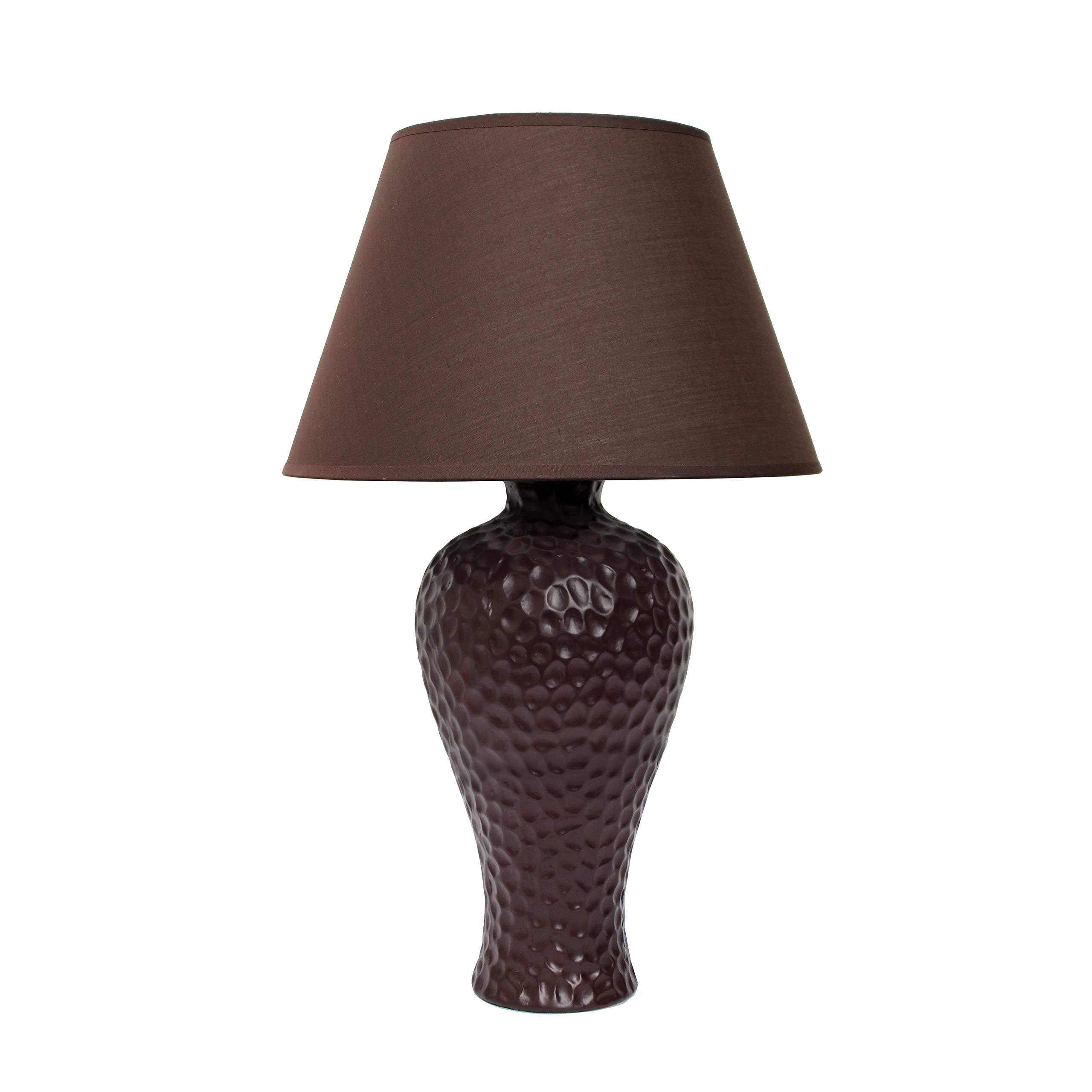 Simple Designs LT2004-BWN Texturized Curvy Ceramic Table Lamp, Brown