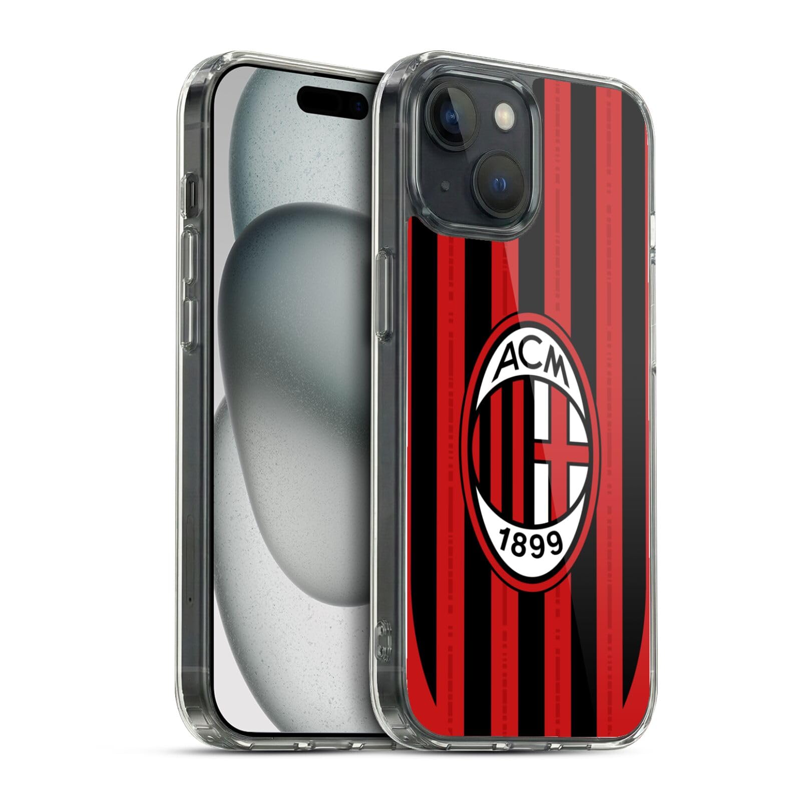 Head Case Designs Licenza Ufficiale AC Milan Home Kit per Stemma 2024/25 Custodia Cover in Morbido Gel Compatibile con Apple iPhone 15