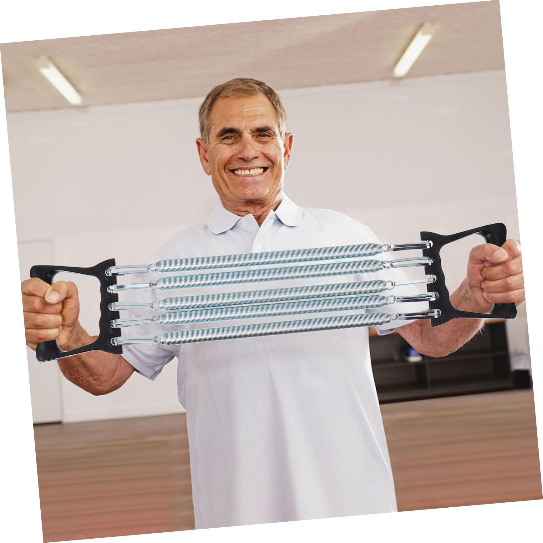 Espansore Pettorali a Molla in Acciaio Nero per Allenamento | Impugnatura Antiscivolo Confortevole, Uso in Palestra e Dormitorio, Attrezzo per Petto Braccia Spalle