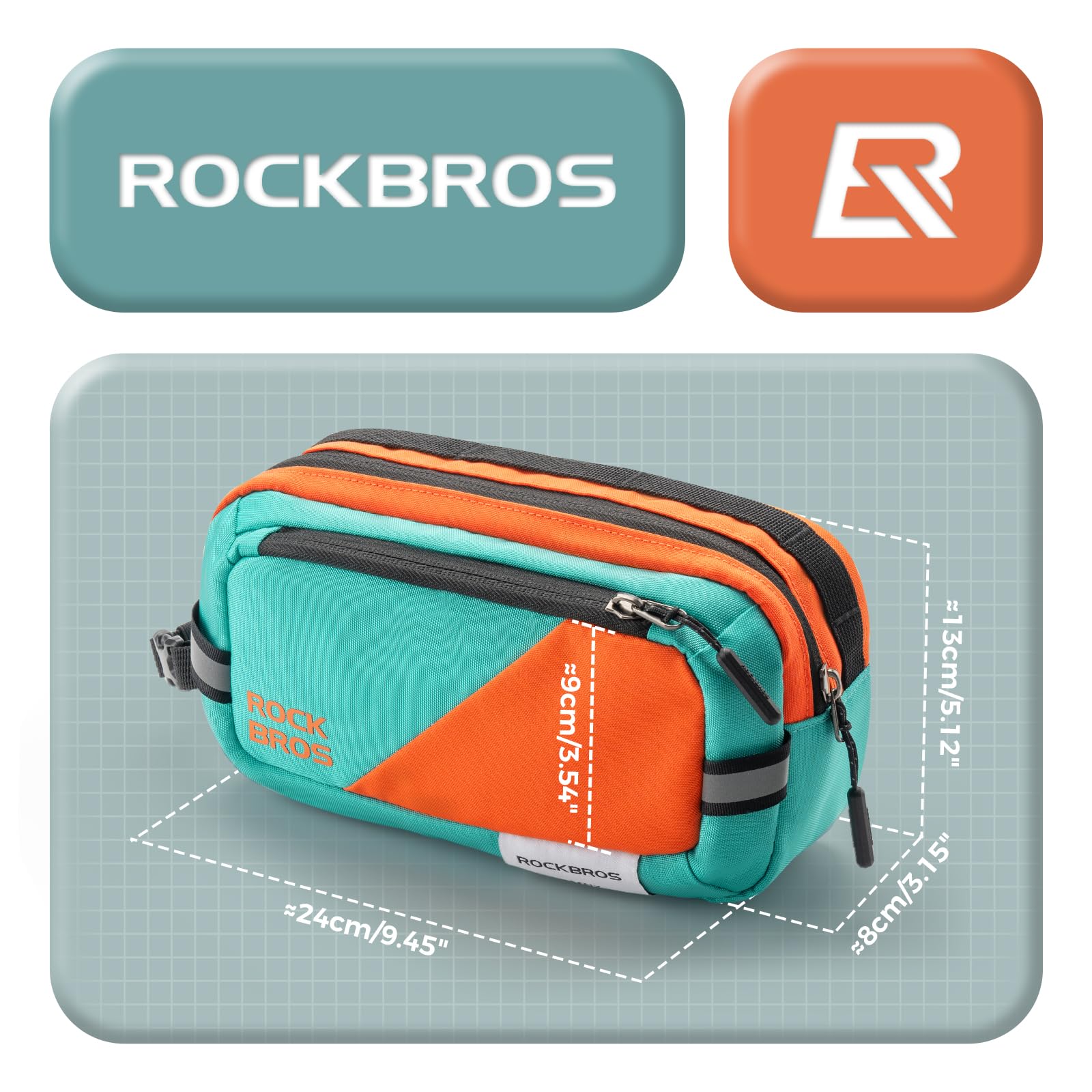 ROCKBROS Bolsa Manillar Bicicleta, Bolsa Delantera Capacidad Grande con Correa de Hombro para Bicicleta de Montaña y de Carretera, 24 x 13 x 8 cm