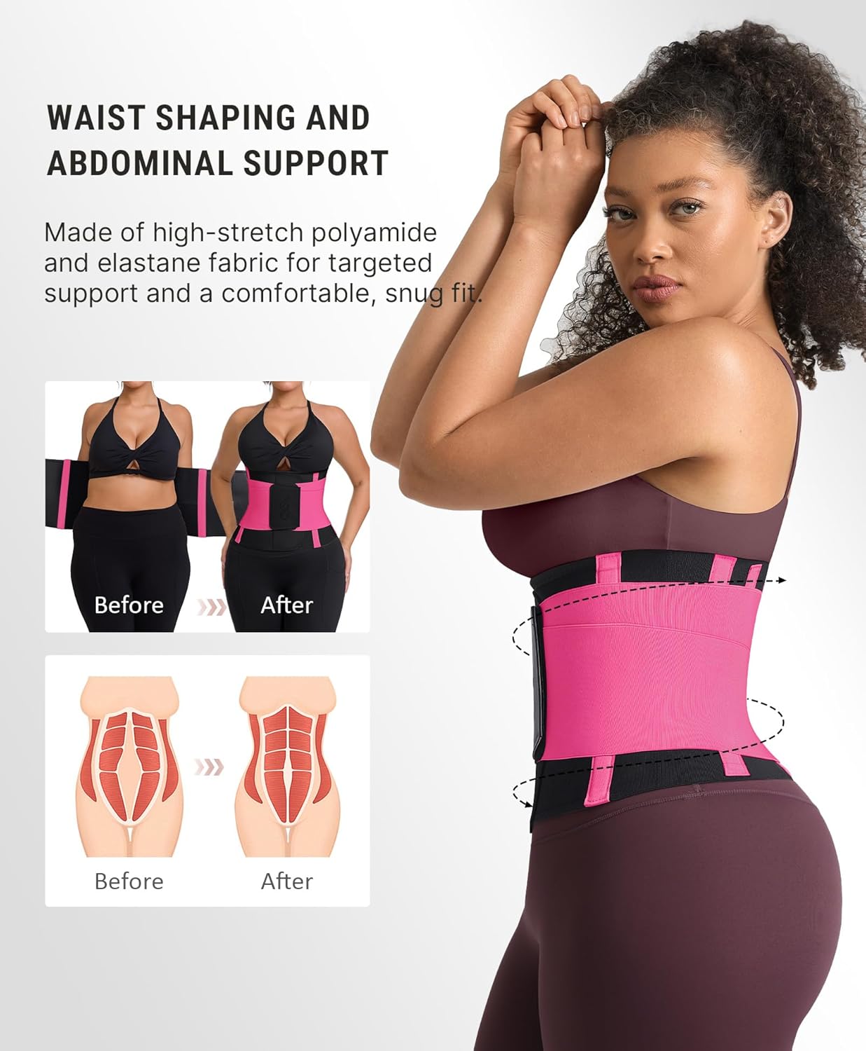 FeelinGirl Waist Trainer Belt for Women Waist Cincher Waist Trimmer Corset Adjustable Hook Loop Tummy Control Slimming - Image 2