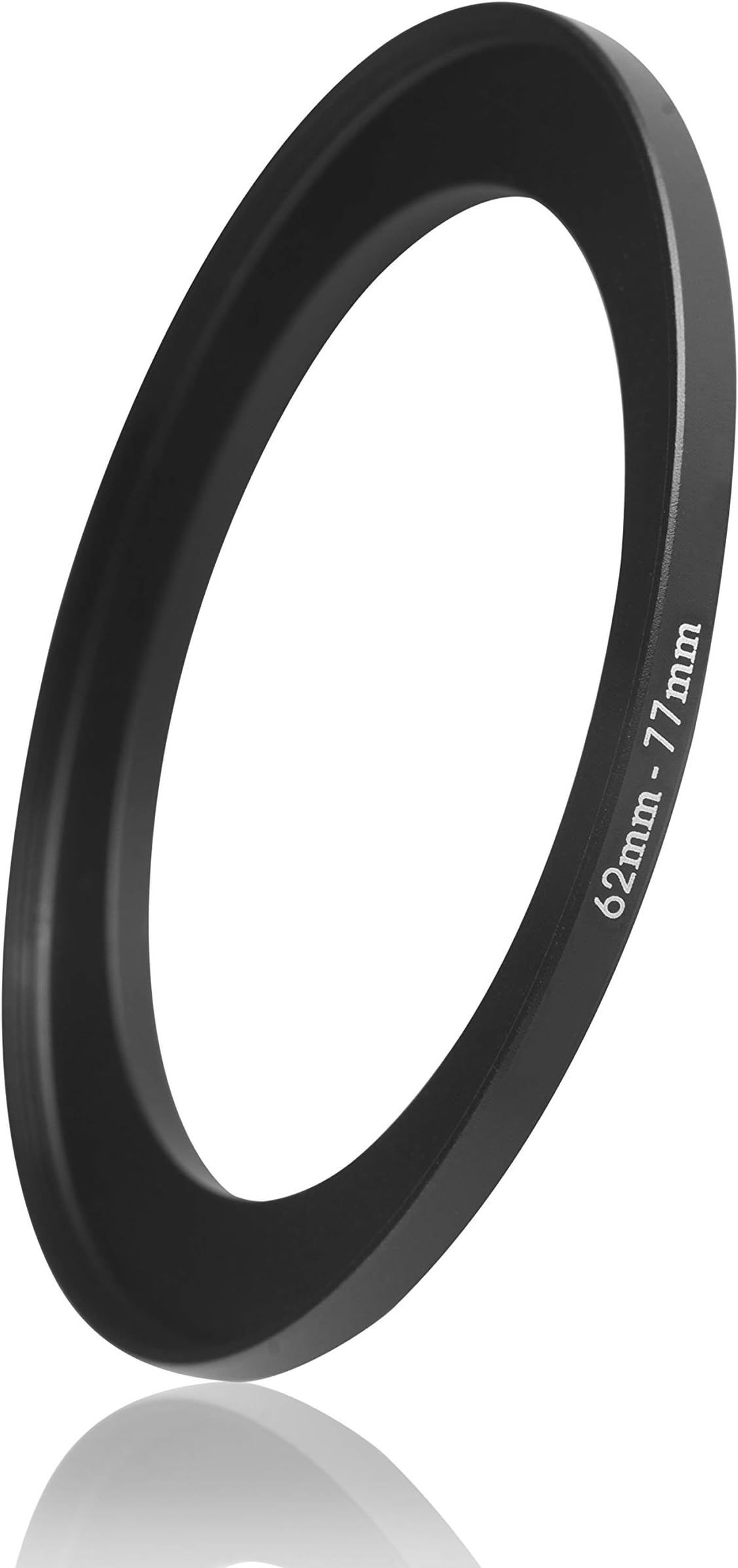 Step-Up Lens Adapter Ring for Filters, Made of CNC Machined Metal with Matte Black Electroplated Finish (62mm – 77mm)