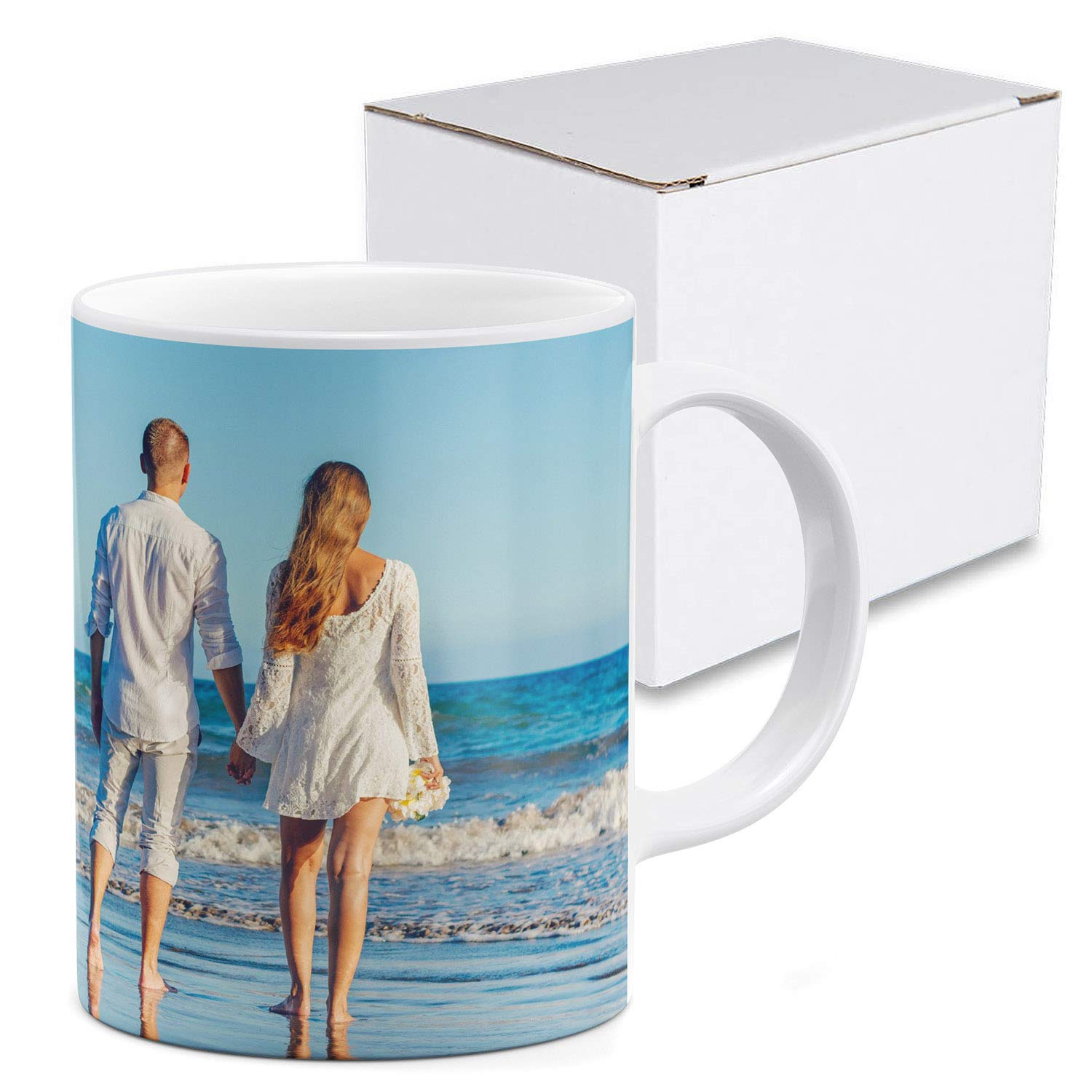 Fototasse Tasse mit eigenem Foto & Text Tassendruck personalisiert Geschenk Weiße Werbetasse Innen & Henkel Schwarz [117] Küche, Haushalt & Wohnen