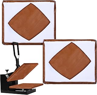 Kanayu 2 Pcs Heat Press Platen Wrap Cover Protective Heat Resistant Reusable Sheets Pad Mat Pillow Protector for Heat Pressing Machine Sublimation from Residue Inks (Brown and White, 8 x 10 Inch)