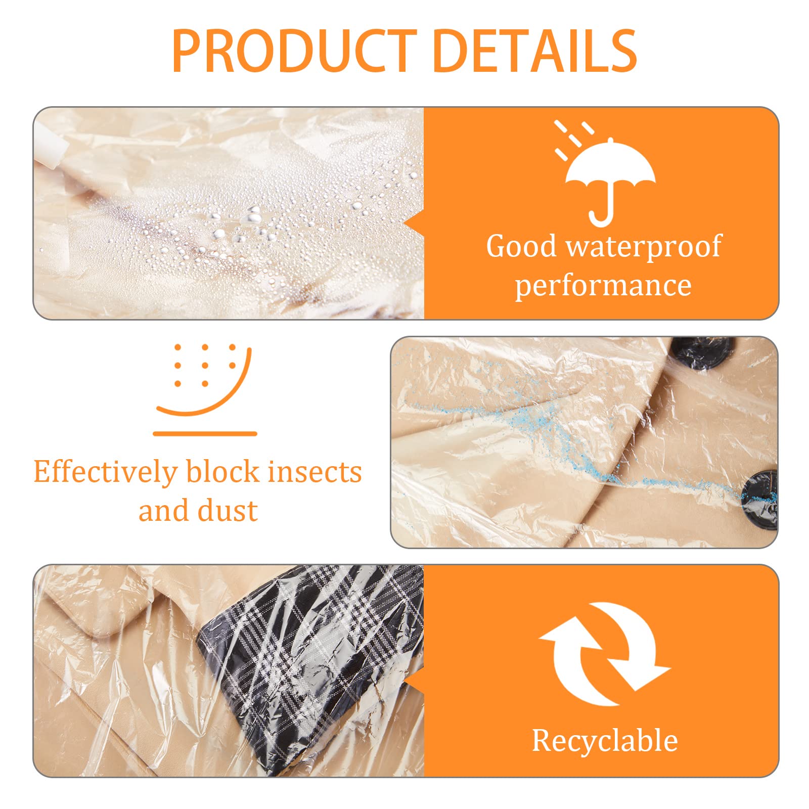 60 Transparente Kleidersäcke Für Trockenreinigung | 101,6 Cm Lang | LDPE-Material | Zum Aufhängen Von Anzügen & Mänteln