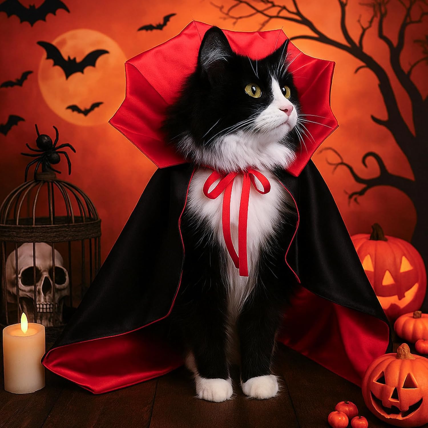 Pet Cape for Dogs and Cats Red and black Halloween Costumes for Dogs and Cats Dogs and Cats Outfits for Halloween Thanksgiving - Image 4