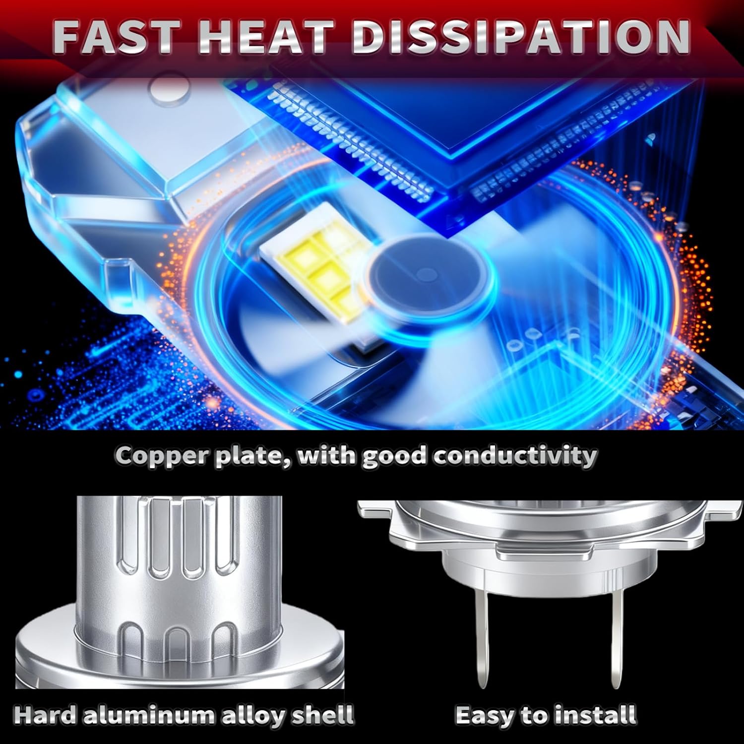 H7 Light Bulbs, 2PCS 800% Super Bright 1:1 Size Halogen, 6500K White with CSP Chips, IP68 Waterproof Plug and Play