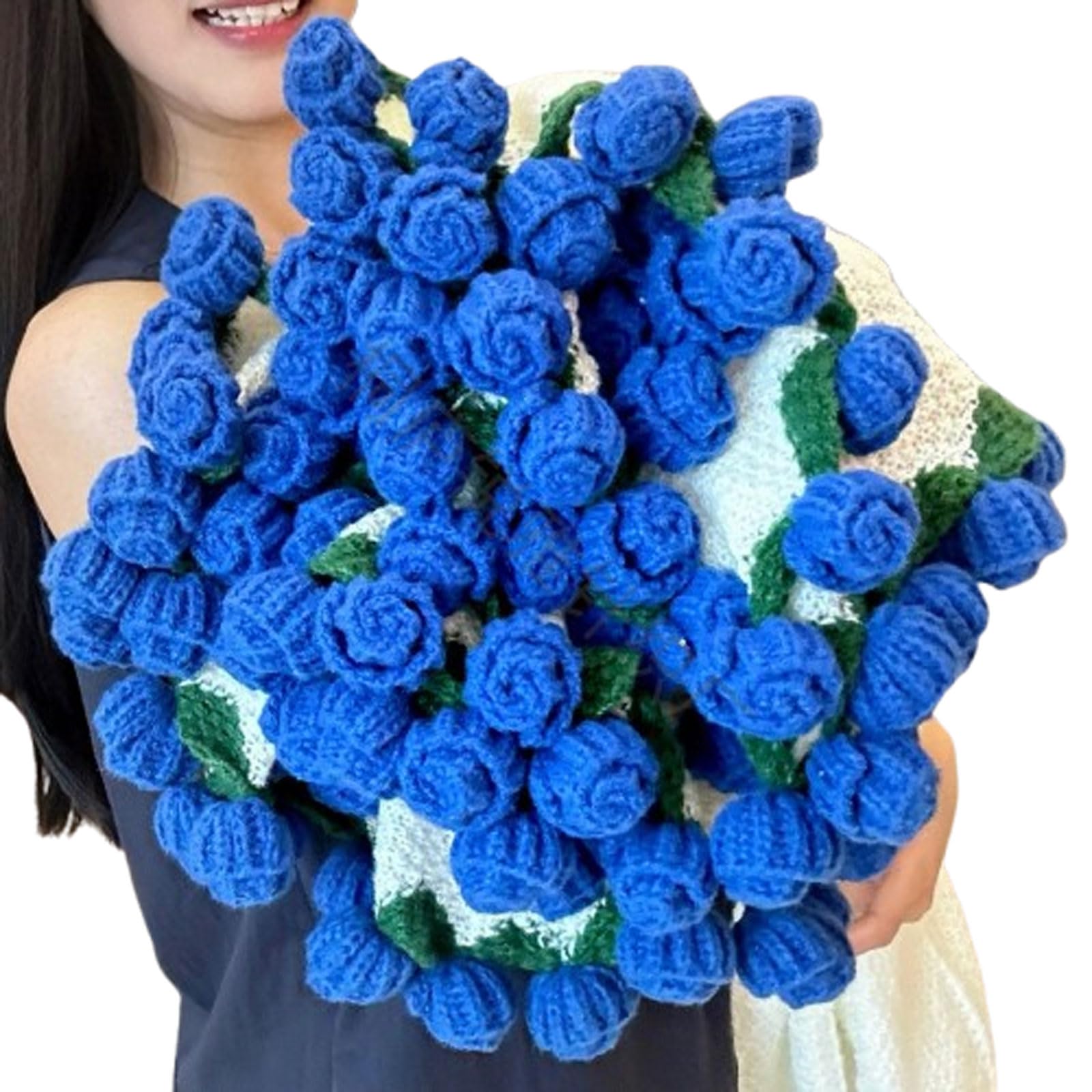 LuminescentDream Crochet Blanket Handmade Rose Blanket Crochet Flower Bouquet,Soft And Lightweight Knitted Flowers Bouquet Throw Blankets For Girlfriend,Mother,Sister