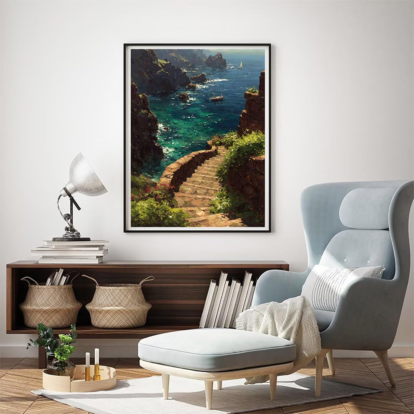 Landschaft Leiter Malen Nach Zahlen Erwachsene, Paint by Numbers Adult Anfänger Kreativ Set für, Heimwerk Malen Nach Zahlen Kinder, Pinsel und 36 Acrylfarbe Als, Deko Wohnzimmer 60 x 80 cm BJHWK197