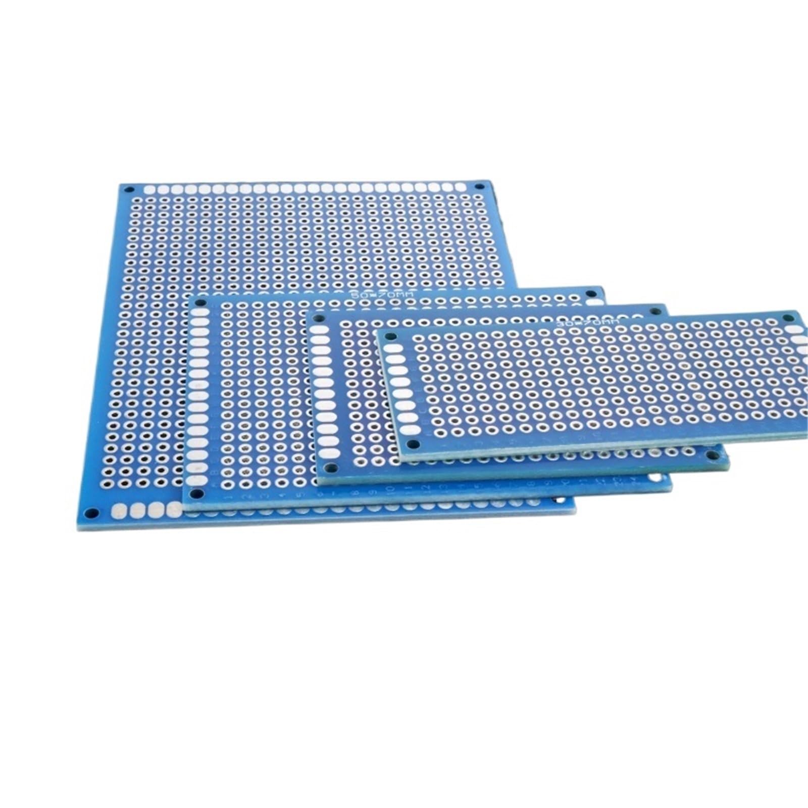 5 piezas de placa PCB de doble cara de 3 x 7 cm, 4 x 6 cm, 5 x 7 cm, 7 x 9 cm, placa PCB azul de paso de 2,54 mm soldable universal for bricolaje y(7x 9CM 5PCs)