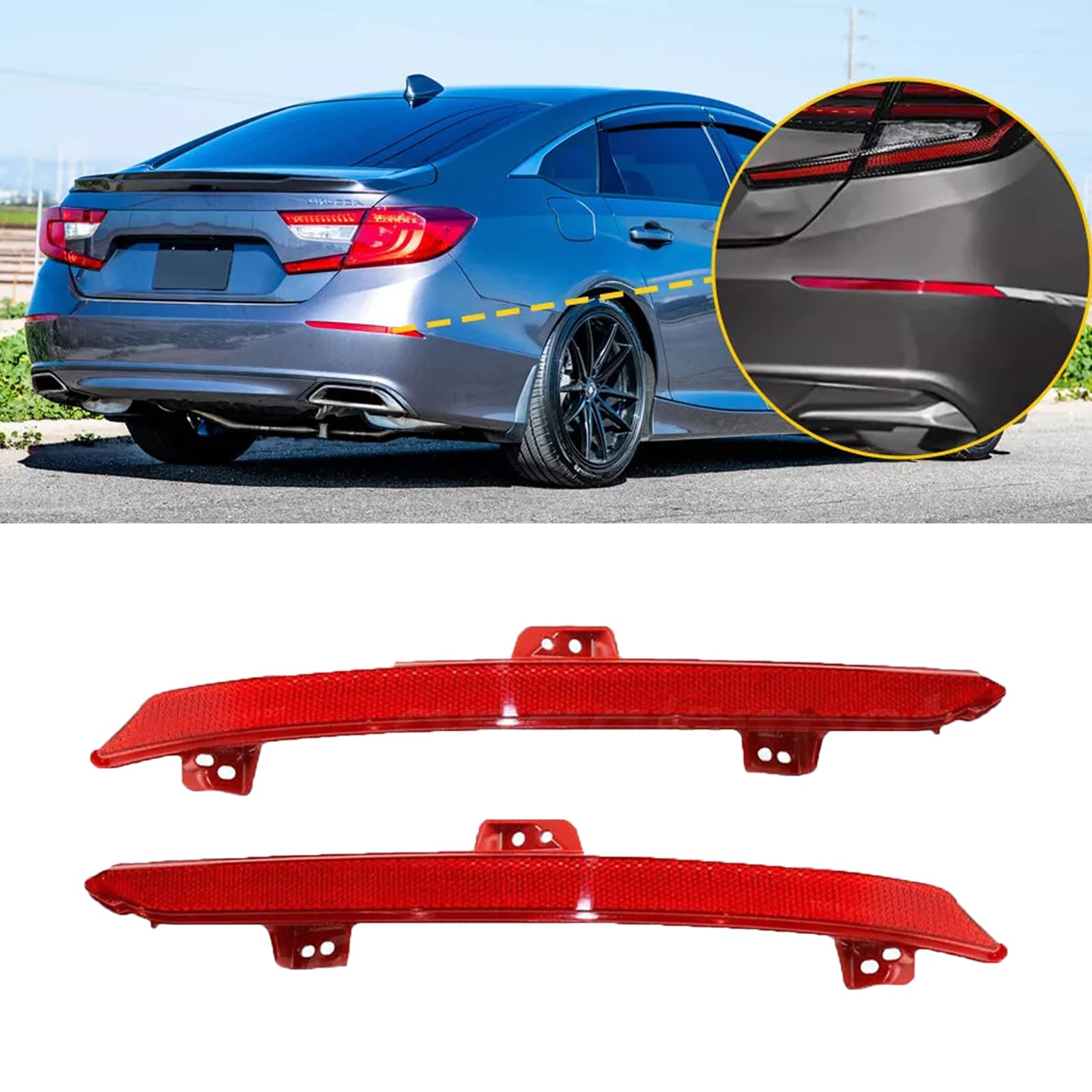 SKKYORO 1Pair Rear Bumper Reflector For Honda Accord 2018-2021 for 33505TVAA01 | HO1185113 Driver and Passenger Side
