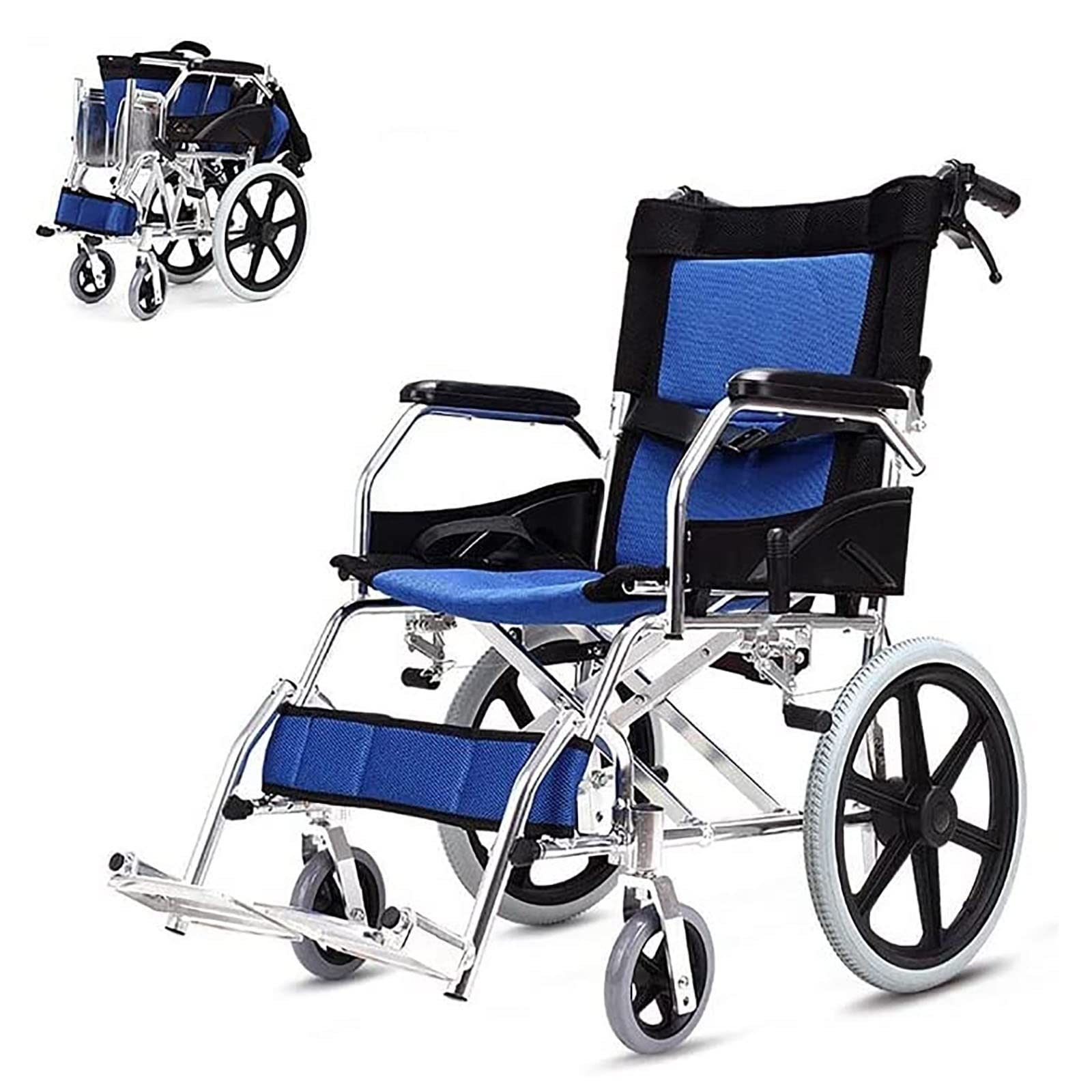 SXSLTSA Lightweight Aluminium Wheelchair, Wheelchair for the disabled Light folding wheelchairs Aluminium Brake on handles Backrest...