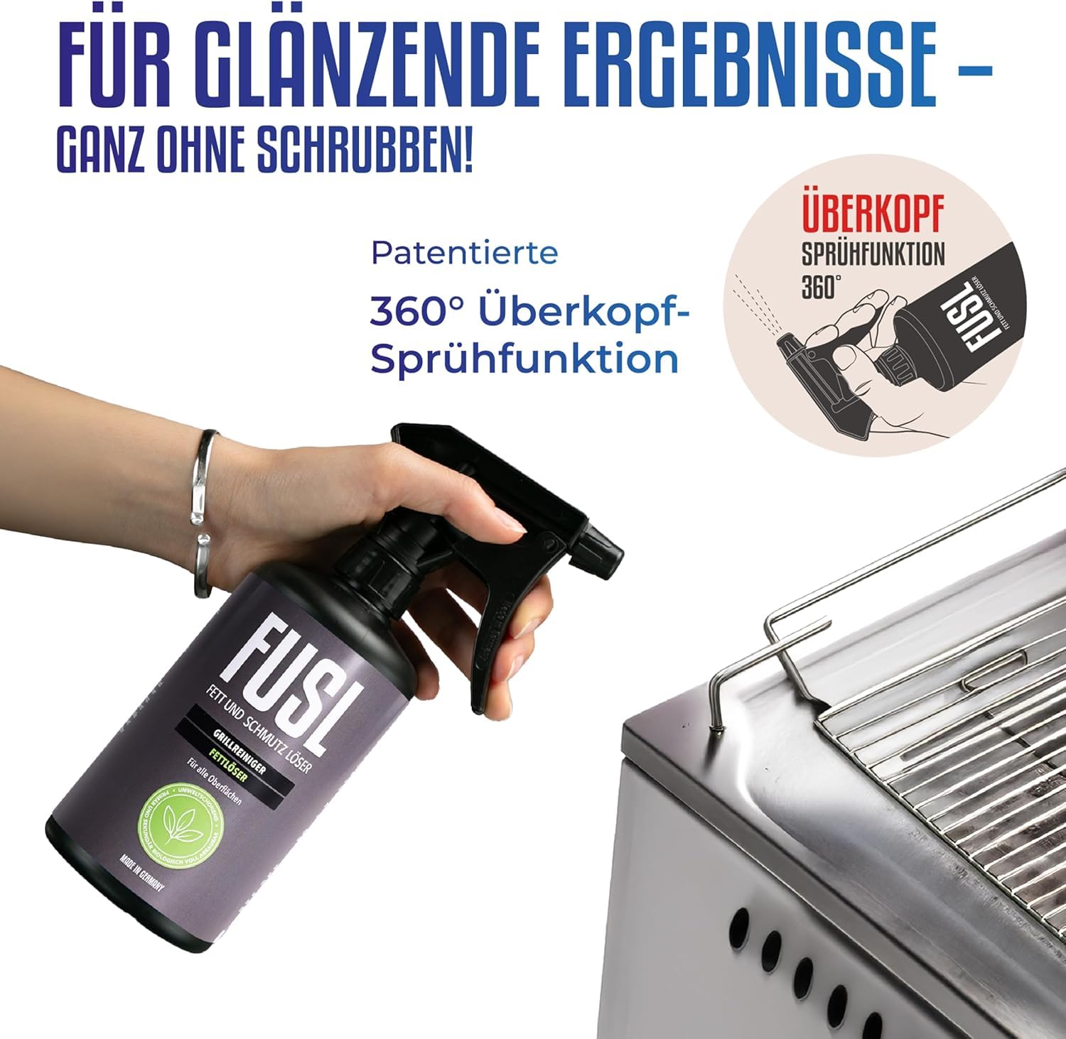 Fettlöser – Starke Fettentfernung perfekt für den Grill bei Verschmutzungen durch Fett, Eiweiß & Stärke – Vielseitig Einsetzbar auf Edelstahl, Aluminium und Kunststoff 500ml