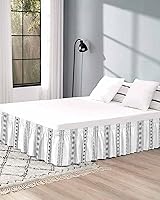 Vista 5 de Falda de cama bohemia tamaño King de 18 pulgadas de caída, ajustable y elástica, plisada, con volantes de lujo para cama individual, matrimonial