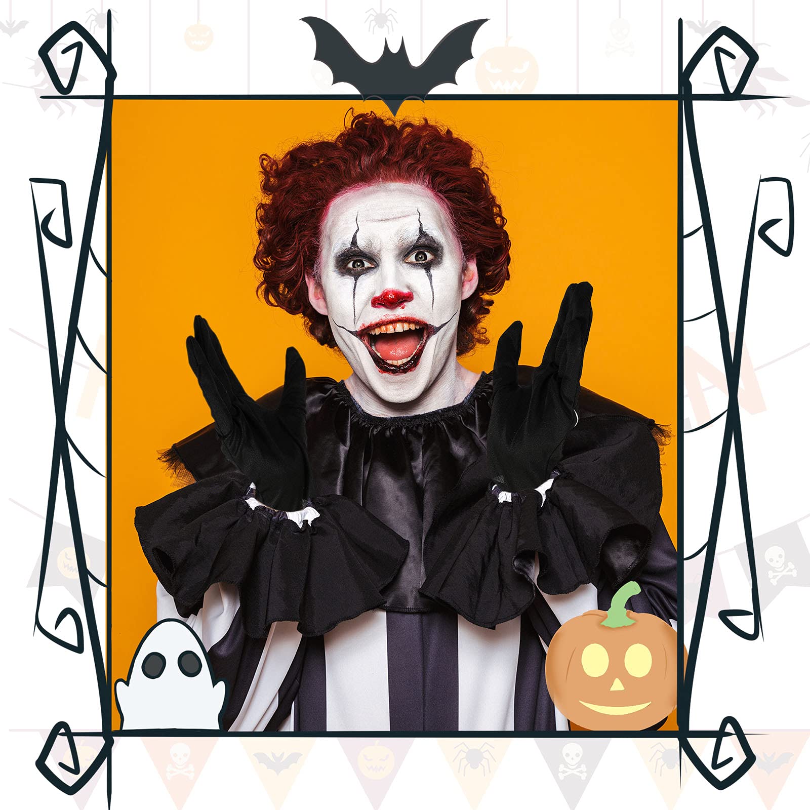 Set Scheletro Per Halloween – Maschera Teschio Viso + Guanti Bianchi In Poliestere – Per Costumi E Festa