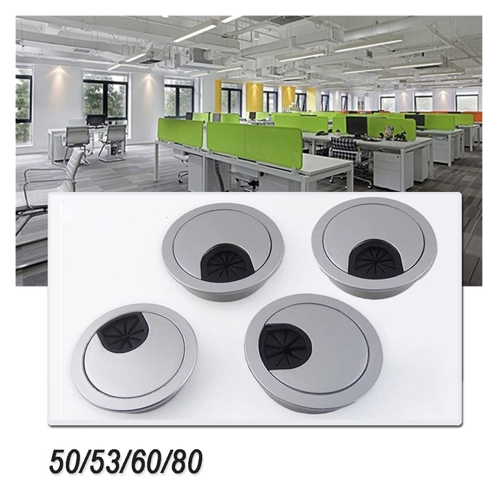 przelotka na biurko Biurko przelotka kablowa 2 szt. 50mm 53mm 60mm 80mm PC plastikowy stolik pod komputer osłona otworu na przewód kabel Tidy(60mm)