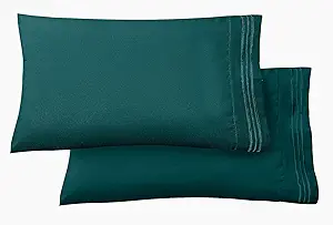 Elegant Comfort Luxury Ultra-Soft 2-Piece Pillowcase Set - 1500 Premium Hotel Quality Microfiber Double Brushed - Wrinkle Resistant, King Size, Marine Teal