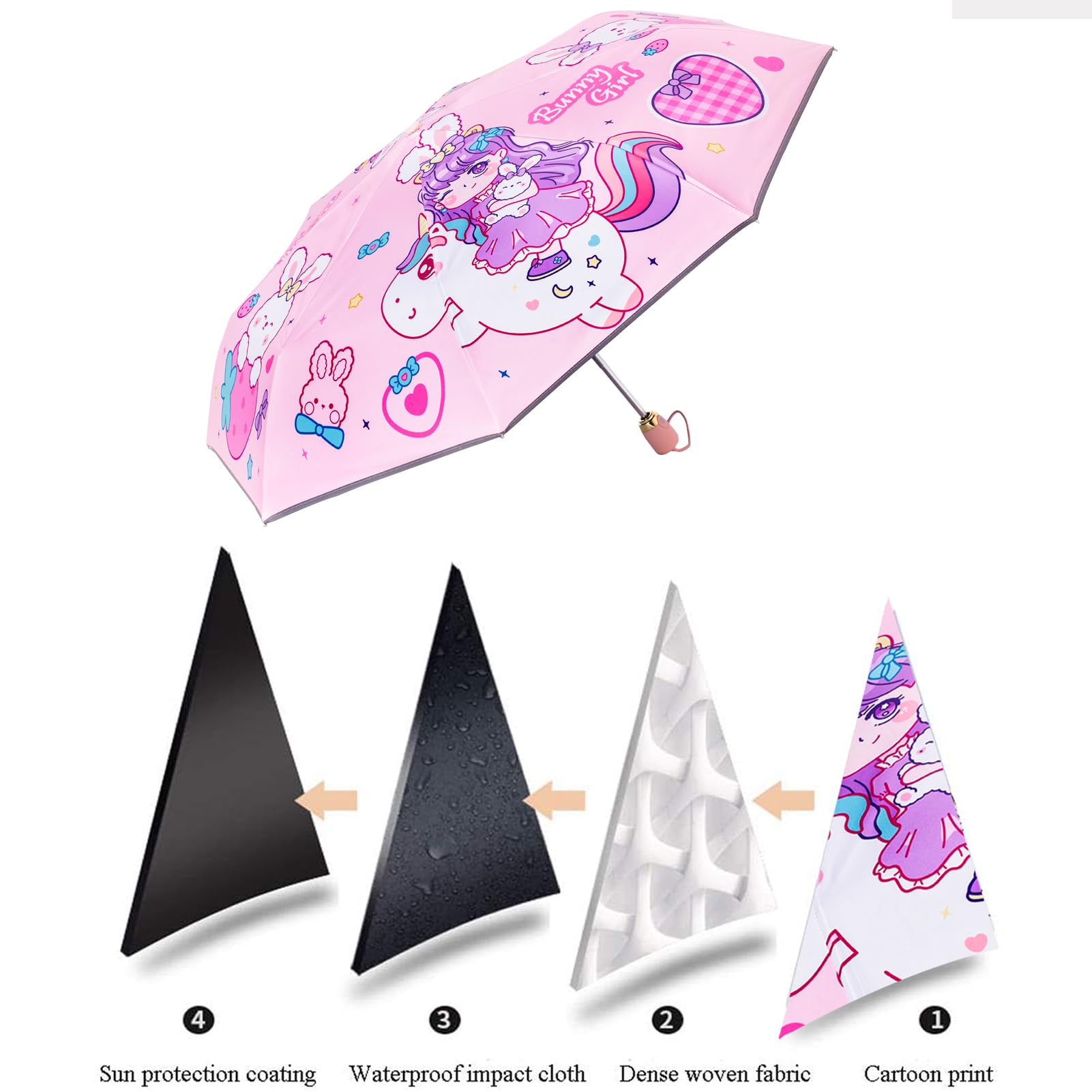 Paraguas plegable automático para niños, cierre abierto, caricatura, resistente a los rayos UV, diseño antirrebote, paraguas compacto al viento y resistente al agua para niños y niñas #1 4