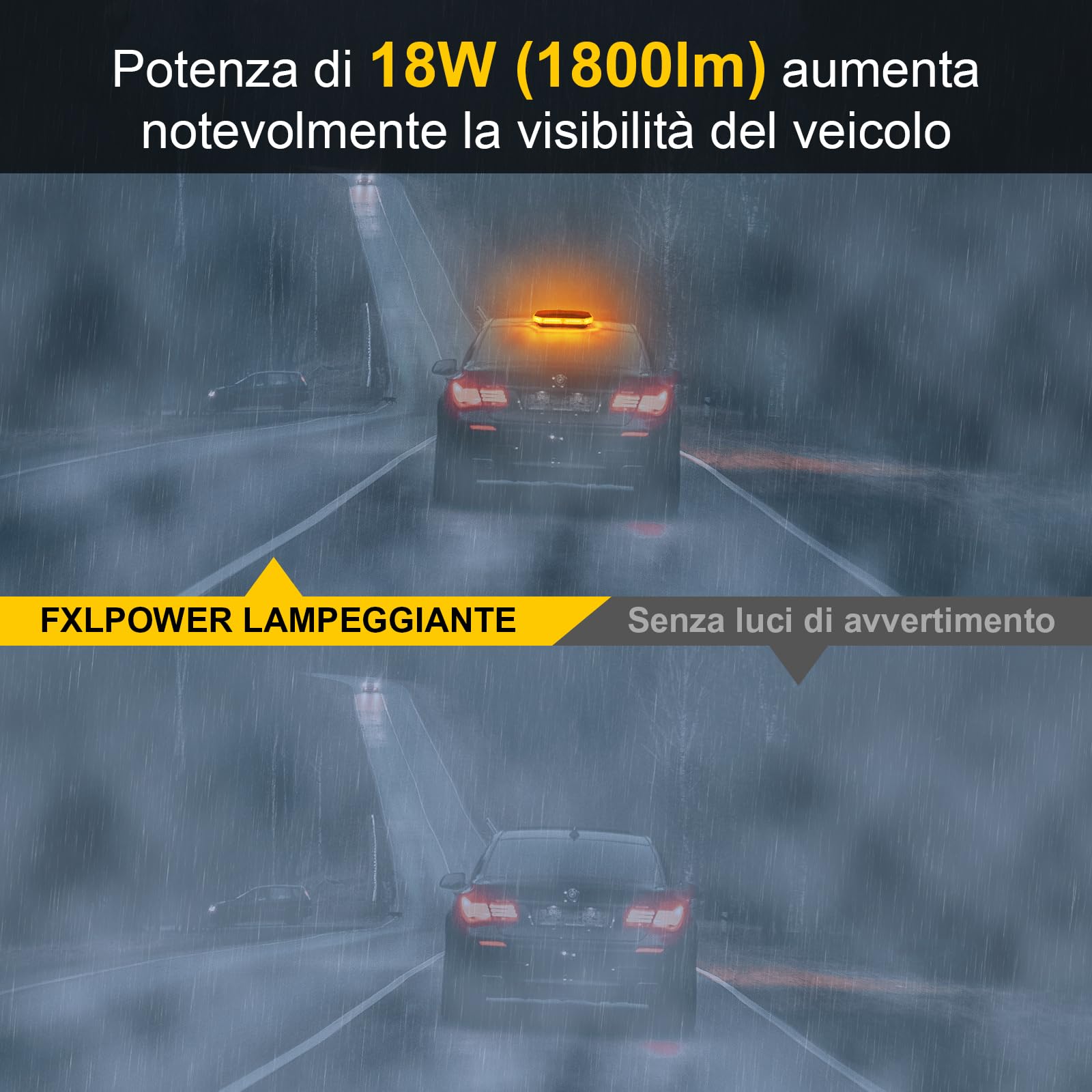 Lampeggiante Arancione a 70 LED con Magnete - Luce di Avvertimento 12V 24V, Cavo da 4,8 m, Impermeabile IP65, 20 Modalità per Camion, Attrezzature Edili, Agricoltura