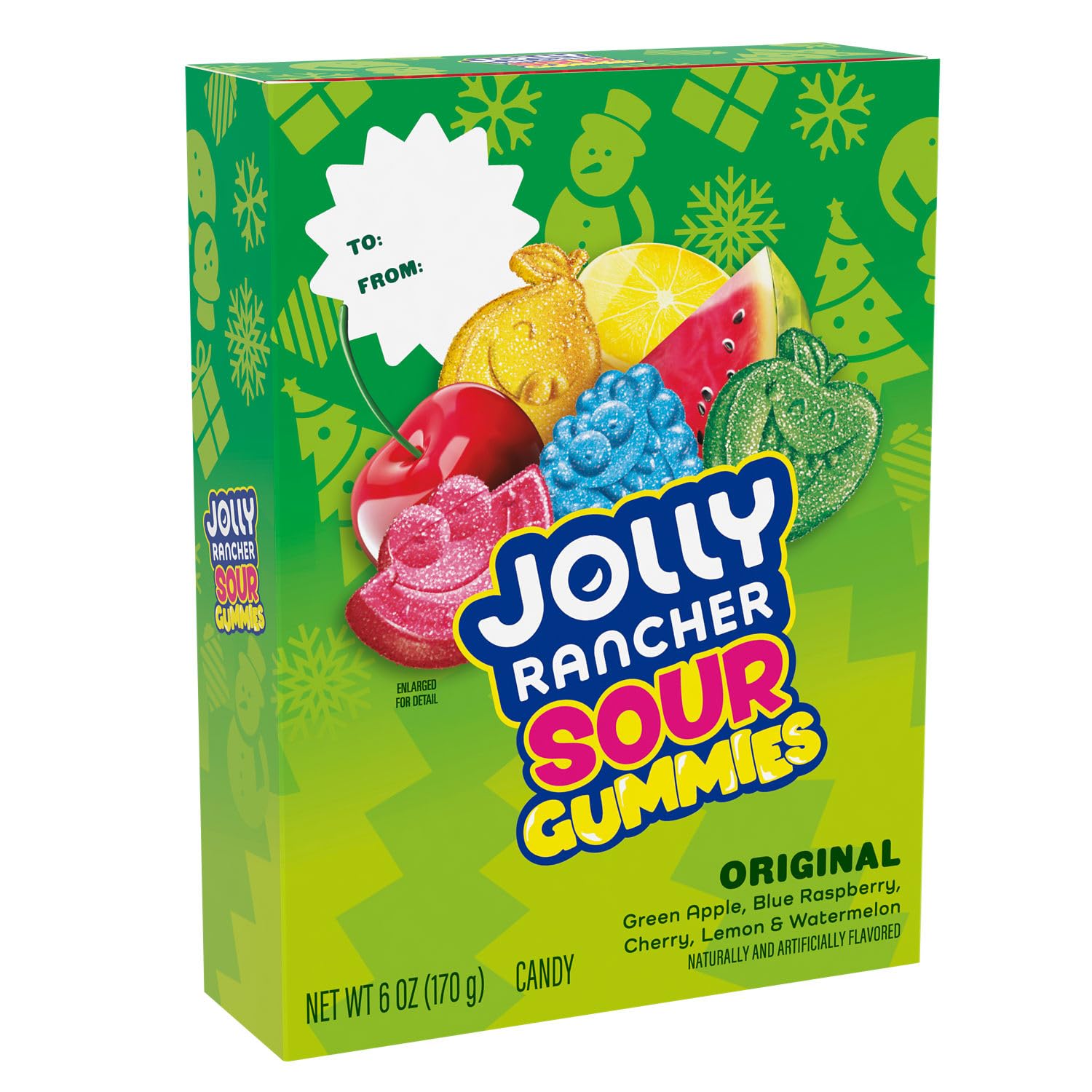 JOLLY RANCHER Sour Gummies Original Fruit Flavored, Christmas Candy Gift Box, 6 oz