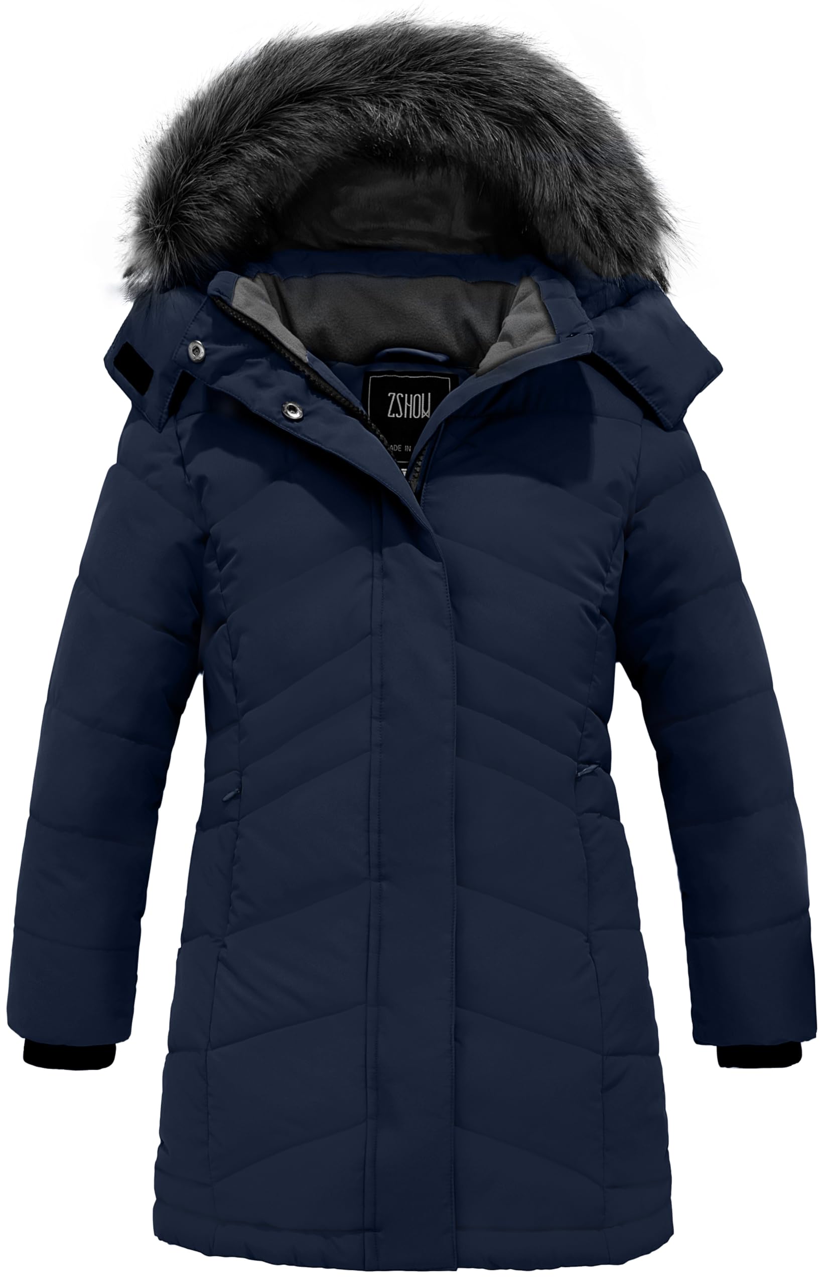 ZSHOW Girls' Winter Coat Insulated Long Quilted Puffer Jacket Snow Parka