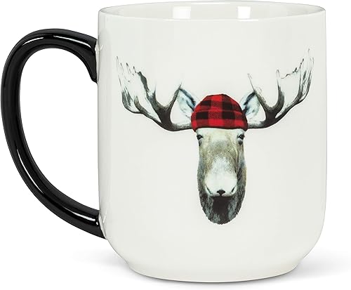 Miniatura 2 de Abbott Collection 1327-JACK-MUG Jack Moose - Taza (4 pulgadas de alto), color blanco y rojo