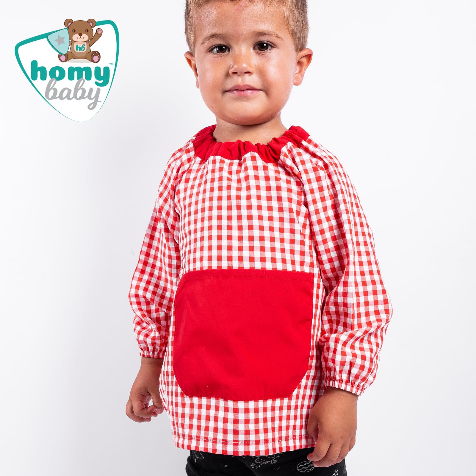 HOMYBABY® Bata Escolar Infantil Niño Niña Guardería Colegio Fácil de Poner Bolsillo Puños Cerrados