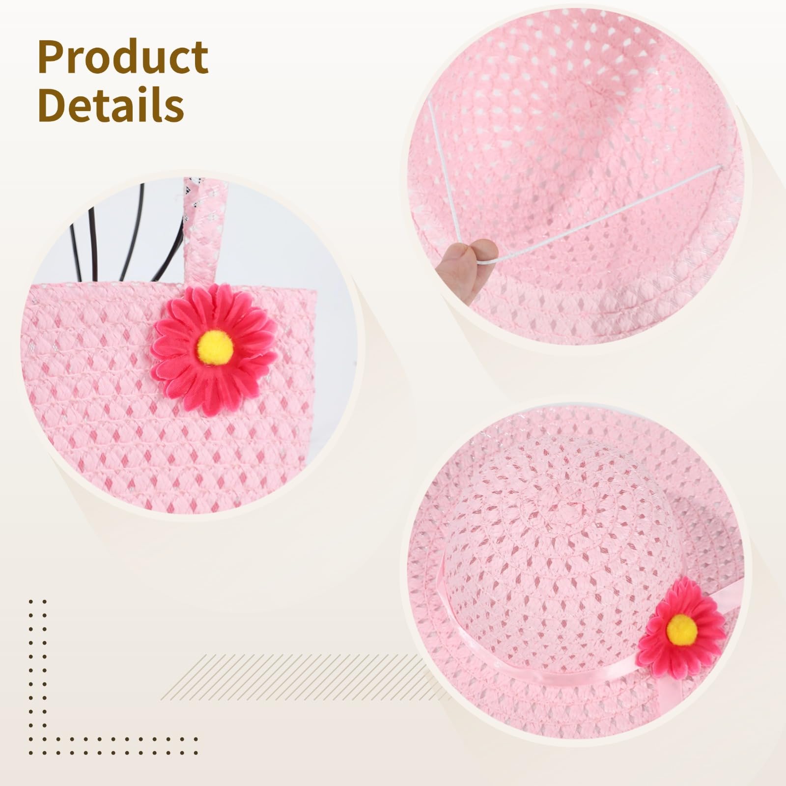 Set di 2 cappelli e guanti per feste da tè, per bambini, cappelli in paglia intrecciata rosa e blu con borse, accessori per vestire accenti floreali, per feste del tè, compleanni e giochi