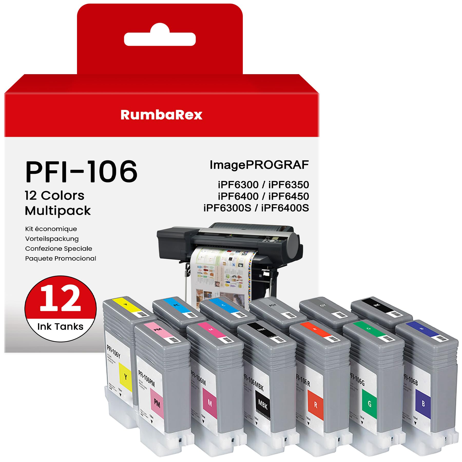 Photo 1 of RumbaRex PFI-106 Ink Cartridge Set 12 Colors