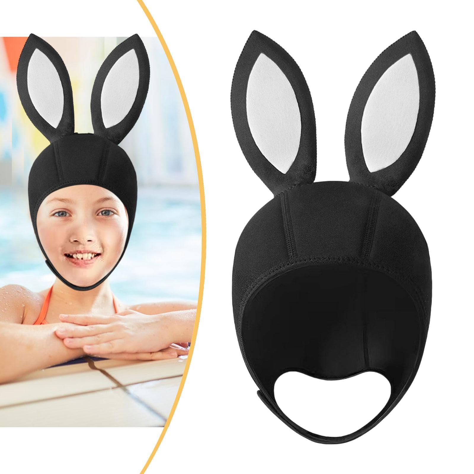 Cuffia da Immersione in Neoprene da 3 Mm, Cuffia Subacquea, Cappuccio Termico da Surf, Cappello da Nuoto con Orecchie di Coniglio Regolabili per Adult