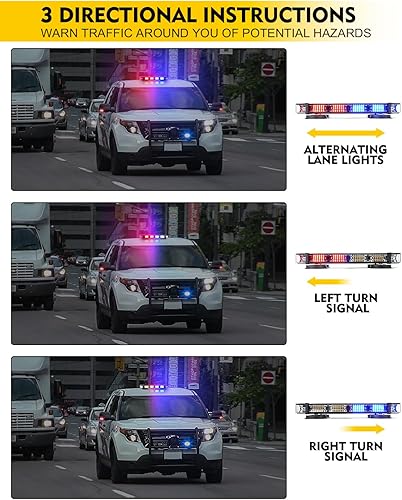 Miniatura 5 de LUMENIX Barra de luces estroboscópicas para techo, luz LED roja y azul para tráfico de policía de emergencia, con base magnética de alta