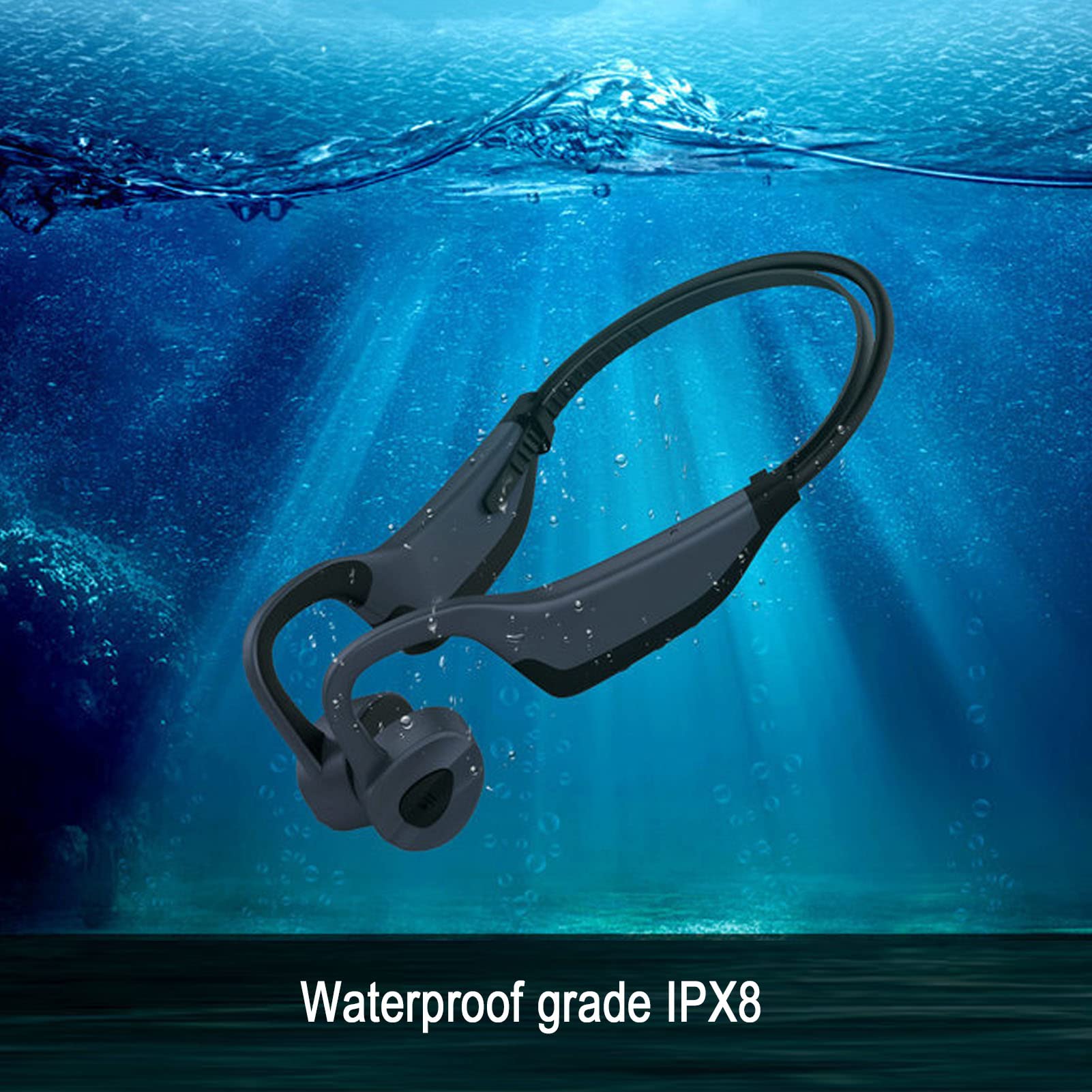Słuchawki Otwarte, Bluetooth 5.0 IPX8 Wodoodporne Słuchawki K7 z Przewodnictwem Kostnym Wbudowana pamięć 16 GB Słuchawki do Pływania do Biegania Nurkowanie Siłownia Wodna (Niebieski)