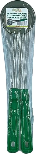 Cuchara de servir de acero inoxidable para control de porciones, paquete de 2 (1 onza, perforada)