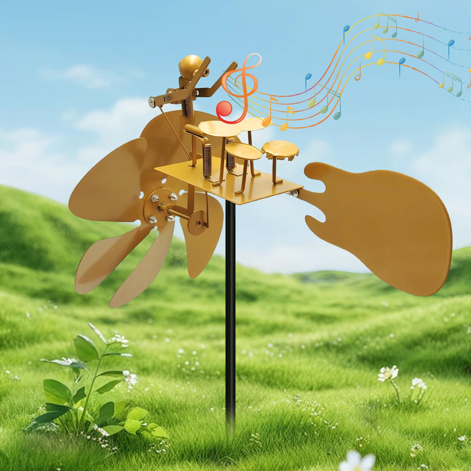 Moulin à Vent Batteur En Métal - Décoration De Jardin Musicale, Carillon à Vent Artisanal